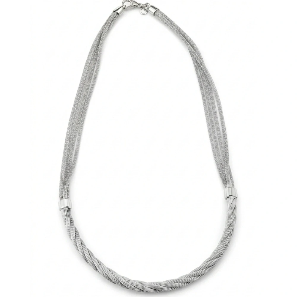 Šperky Nina - Masivní stříbrný náhrdelník Elegance 925/1000 – pletený design - ret ag H 194