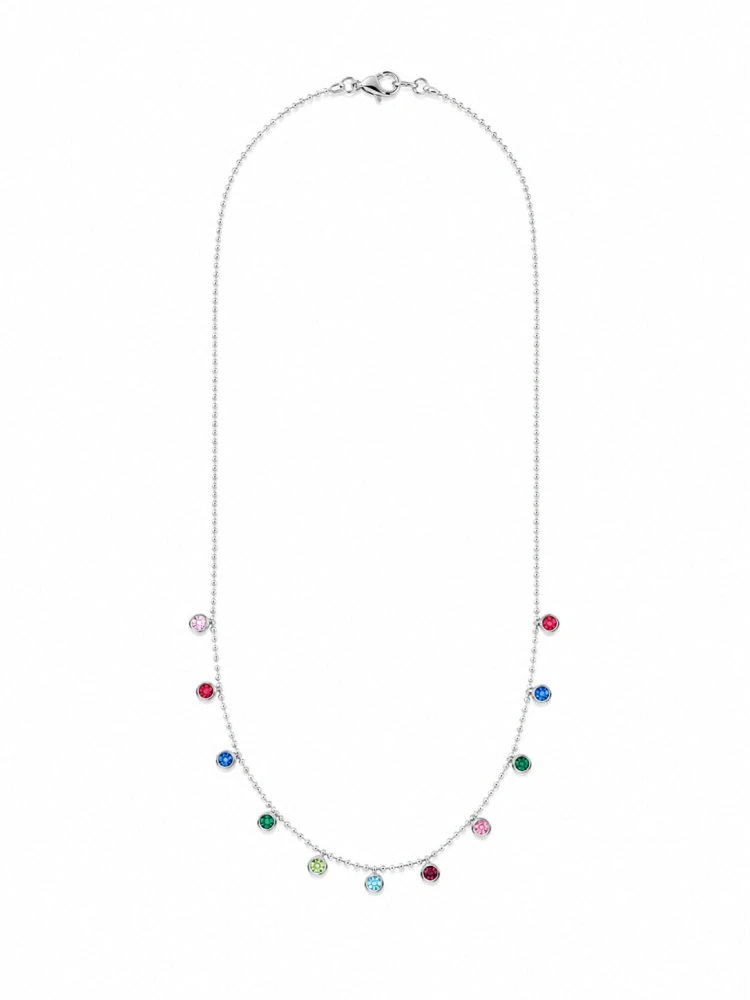 Šperky Nina – Stříbrný náhrdelník Letní karneval s barevnými zirkony 925/1000 (42,5 cm) - nahr 514