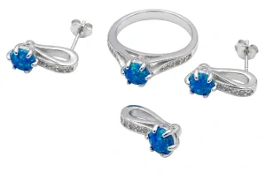 Šperky Nina - Stříbrný set Kapka s modrým opálem 925/1000 - set ag H 097