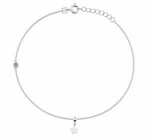 Šperky Nina – Stříbrný nákotník Hvězdná noc se světle modrým zirkonem 925/1000 (23 – 26 cm) - nak 322