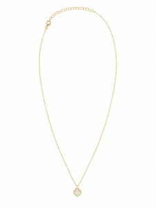Šperky Nina – Pozlacený stříbrný náhrdelník Dotek štěstí s perleťovým čtyřlístkem 925/1000 (39 – 43,5 cm) - ret zlac 016