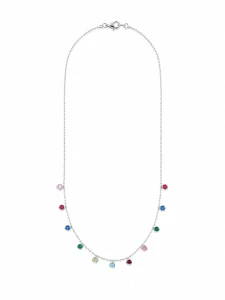 Šperky Nina – Stříbrný náhrdelník Letní karneval s barevnými zirkony 925/1000 (42,5 cm) - nahr 514