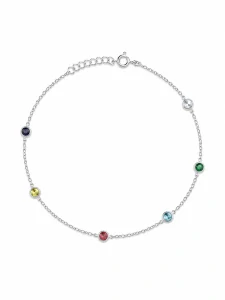 Šperky Nina – Stříbrný nákotník Duhová hravost s barevnými zirkony (20,5 – 25 cm) 925/1000 - nak 327