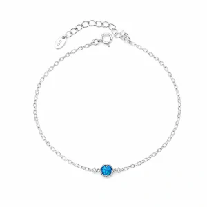 Šperky Nina – Minimalistický stříbrný náramek Opálová kapička se zirkony (16,5 – 19,5 cm) 925/1000 - nar 524