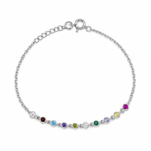 Šperky Nina – Stříbrný náramek Duhová záře s barevnými zirkony (16 – 19 cm) 925/1000 - nar 529